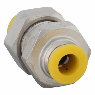 PARKER Push-Fit Union Fitting: 8 mm OD x 8 mm OD Size, Push-to-Connect x Push-to-Connect - Nickel-Plated Brass Tube Fittings