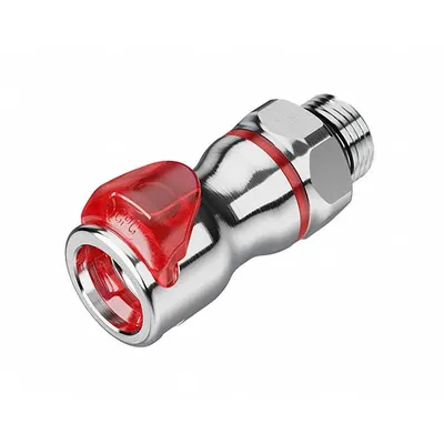 CPC Quick Connection Coupling: Straight, 1/2 in Pipe Size, Warm Red, Quick Disconnect - Chrome-Plated Brass Quick-Disconnect Tube Fittings
