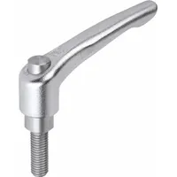 KIPP Adjustable Handle: SS, 3/8"-16 Thread, 20 mm Thread Lg, 80 mm Lg, Silver (MPN K0124.93A4X20)