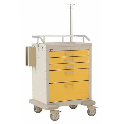 METRO Medical Procedure Cart: Steel, (2) Swivel/(2) Swivel with Brake, Taupe - Medical Procedure Carts