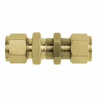 BRENNAN INDUSTRIES Compression Fitting Union: 1/4 in OD x 1/4 in OD Size, Tube x Tube, Brass (MPN N2700-LN-04-04-B)