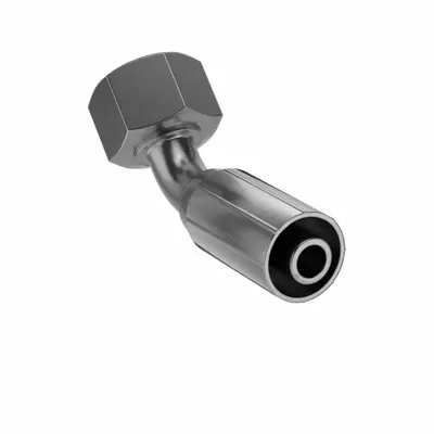 PARKER Hydraulic Crimp Fitting: Steel x Steel, 45° Elbow, -8 For Hose Dash Size - Parker Crimp Hydraulic Hose Fittings with Metric Connection