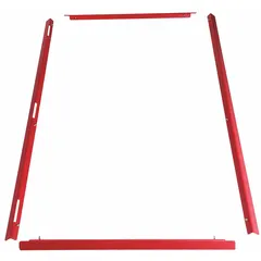 This red wall trim from Edwards Signaling is designed for semi-flush mounting of fire alarm system devices. It provides a finished appearance for wall-mounted units, with an overall depth of 3/5 in and height of 19 1/2 in. Compatible with Edwards Signaling systems.