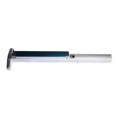 This concealed vertical rod exit device features a touchbar style for push-pad egress. Designed for doors up to 3 ft wide, it uses top and bottom latches concealed within the door edge. The chrome finish provides a corrosion-resistant surface suitable for commercial interior applications.