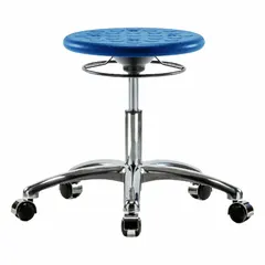 APPROVED VENDOR Cleanroom Stool, Polyurethane, 13 in Seat Wd x 13 in Seat Dp, Ht Range 16 1/4 in to 21 1/2 in, ISO 4, CLR-IPDHSO-CR-CC-BLU