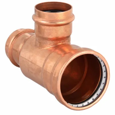 VIEGA PROPRESS Crimp Tee Fitting: Tee, 3 in CTS x 2 1/2 in CTS x 2 1/2 in CTS size - Plumbing Copper & Bronze Press Tube Fittings