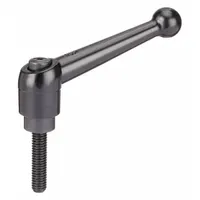 Ball-style adjustable handle with threaded stud. Zinc body with steel thread. M8 thread size, 64 mm length. Used for manual adjustment and positioning on industrial machinery, jigs, and fixtures
