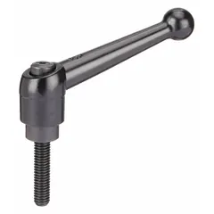 Ball-style adjustable handle with threaded stud. Zinc body with steel thread. M8 thread size, 64 mm length. Used for manual adjustment and positioning on industrial machinery, jigs, and fixtures.