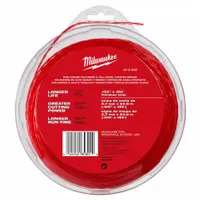 MILWAUKEE String Trimmer Line: Nylon, 0.105 in Dia, 180 ft Overall Lg, Twisted, Red, 51 to 250 ft (MPN 49-16-2800)