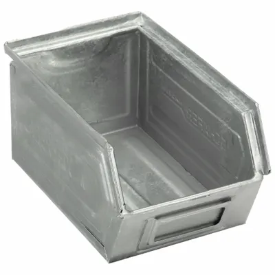 SSI SCHAEFER Stacking Bin: 6 in x 9 1/2 in x 4 3/4 in, Silver, Label Holder Not Included - Extreme-Temperature Metal Bins