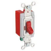 HUBBELL Wall Switch: Toggle Switch, Single Pole, Maintained, Red, 120/277V AC, 20 A (MPN HBL1221R)