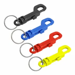Plastic belt key clip with carabiner, 3 1/2 in overall height and 7/8 in overall width. Includes 40 pieces. Suitable for securing keys to belt loops, bags, or tool belts for quick access.