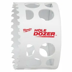 This hole saw cuts through wood, metal, and plastic for electrical, plumbing, and fabrication tasks. It features a 3.5 teeth-per-inch edge for smooth cuts and a 5/8"-18 thread for use with compatible mandrels. Maximum cutting depth is 1 5/8 in.