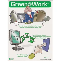 This environmental awareness poster is printed in English on a 22 x 16 inch sheet without protective coating. It is designed for use in industrial facilities to promote eco-friendly practices among employees. The poster does not include a frame and does not have a write-on surface.