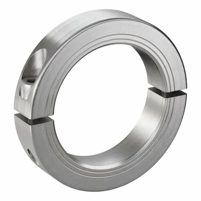 RULAND MANUFACTURING Shaft Collar: 2-Piece, Metric, Round, Clamp-On, 65 mm Bore Dia - Stainless Steel Shaft Collars
