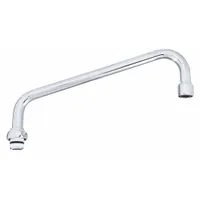 T&S BRASS Spout: Spout, Double-Bend, Swivel Spout, Brass, Chrome, 26.3 gpm Flow Rate, Laminar (MPN 061X)