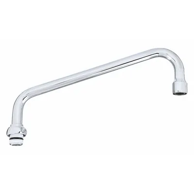 T&S BRASS Spout: Spout, Double-Bend, Swivel Spout, Brass, Chrome, 26.3 gpm Flow Rate - Double-Bend Faucet Spouts