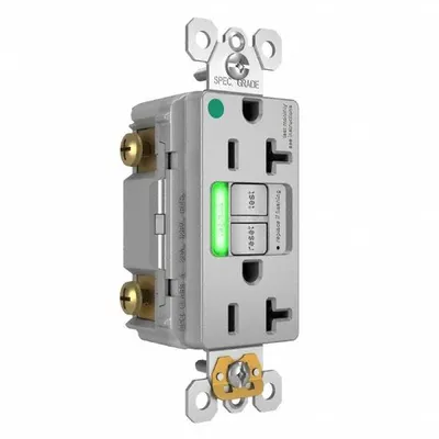 LEGRAND GFCI: Hospital Grade, Duplex, 5-20R, Gray, GFCI, 125V AC, 20 A - General Purpose Receptacles