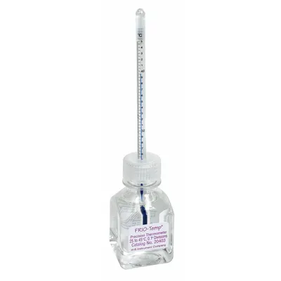 FRIO-TEMP Bottle Thermometer: 25°C to 45°C, +/-0.2°C, 60 mL Bottle Volume - Analog Bottle Thermometers for Incubators & Water Baths