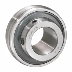 High heat spherical insert bearing with ball element and double-sealed design. Bore: 1 7/16 in, OD: 72 mm, outer ring width: 0.787 in. Suitable for applications requiring operation at elevated temperatures, such as industrial ovens and material handling systems.