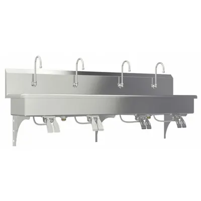 SANI-LAV Wash Station: 4 Stations, 8 in Bowl Dp, 77 in Bowl Lg, 16 1/2 in Bowl Wd - Four-Station Wall-Mounted Wash Stations with Faucets