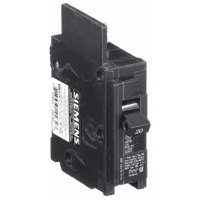 SIEMENS Miniature Circuit Breaker: 20 A Amps, 120V AC, 1 Poles - BQ & BQH Series, Bolt-On Siemens Miniature Circuit Breakers
