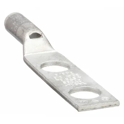 BURNDY Compression Lug: For 4 AWG, Stranded Wire, 1/4 in Stud Size, Std - Two-Hole Compression Lugs