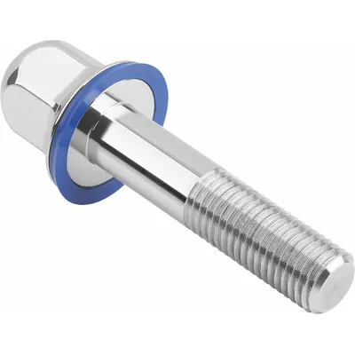 KIPP Hygienic Hex Head Bolt w/Washer: Stainless Steel, Partially Threaded, M6 - Crowned Hygienic Flanged Hex Head Bolts with Sealing Washer