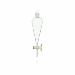 Separatory Funnel, 250 mL, Borosilicate Glass, Colorless, 22 mm Top OD, 12 mm Stem OD, 60 mm Stem Length