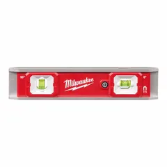 This magnetic torpedo level features a 3/4-inch overall length and side-read-only vial orientation. It includes Rare Earth magnets for attachment to ferrous surfaces and lighted vials for visibility in low light. The aluminum body with plastic components provides durability in tight-space applications such as electrical conduit, pipe fitting, and framing.