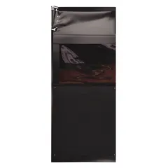 Single-door unit with black PVC panel and PVC window. Includes door seals, bumpers, and mounting hardware. Meets USDA standards. Suitable for industrial facilities requiring a durable, easy-to-clean passage.