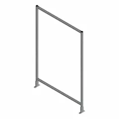 This starter kit includes a solid clear polycarbonate panel with a gray anodized aluminum frame, assembled. Suitable for use with T-slot structural framing systems to create enclosures, machine guards, or workstations where visibility and protection are required.
