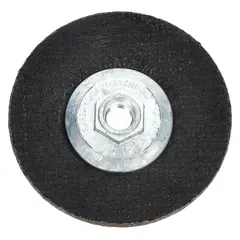 General purpose grinding wheel for carbon and stainless steel. Type 27 depressed center design with aluminum oxide abrasive, 24 grit, and A24T bond. Suitable for weld grinding, edge chamfering, and surface preparation in metal fabrication and maintenance.
