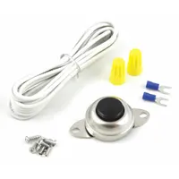 Steel horn wiring kit for connecting an air horn to a vehicle's electrical system. Includes mounting screws. Dimensions: 1 in length, 1 in width, 1/2 in height
