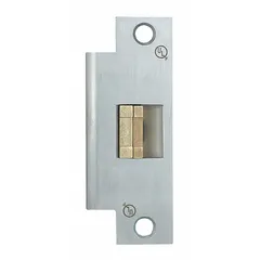 Combination cylindrical and mortise electric strike for access-control systems. Stainless steel construction, 4 7/8 in height, 24V input voltage. Heavy-duty rating suitable for commercial and industrial doors requiring remote unlocking of cylindrical or mortise locksets.