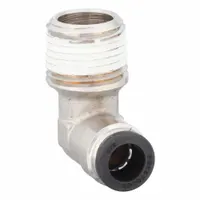 PARKER Push-Fit Elbow Fitting: 3/8 in OD x 1/2 in Pipe Size, Push-to-Connect x MNPTF, Brass, Silver (MPN W169PLPNS-6-8)