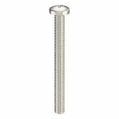 Pan head machine screw with #10-32 thread, 2 in length, made from 316 stainless steel with a plain finish. Features a Phillips drive with #2 drive size. Supplied in a 10-pack. Commonly used for fastening metal parts in machinery, electrical enclosures, and equipment where corrosion resistance is required.