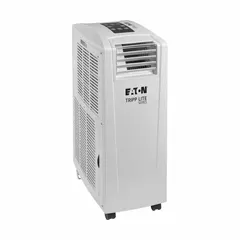 The EATON SRCOOL12KWTE is a light-duty portable air conditioner for cooling only, designed for indoor use. It operates on 120V AC and delivers 13,000 BtuH of cooling capacity. The unit includes an air filter and is suitable for spot cooling in areas such as server rooms, small offices, or industrial control cabinets.