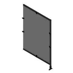 This unassembled wire mesh panel add-on kit is designed for integration with T-slot framing systems. It features a black anodized/PVC-coated finish and square mesh shape. Typical applications include machine guarding, safety barriers, and storage enclosures where visibility and ventilation are required.