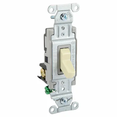 HUBBELL Wall Switch: Toggle Switch, 3-Way, Maintained, Ivory, 120/277V AC - Toggle Wall Switches