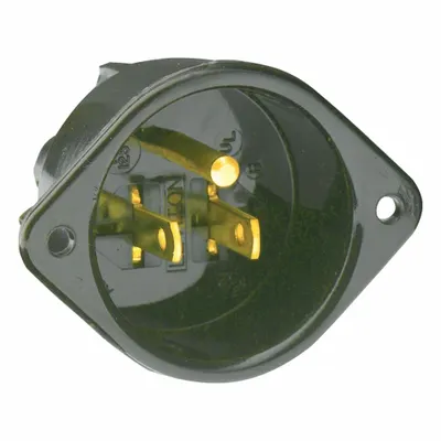 LEVITON Straight Blade Inlet: 5-15P, Black, 125V AC, 15 A, 2 Pole, 3 Blade (MPN 5239) - General Purpose Inlets