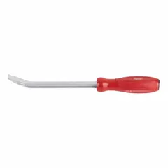 This 12-inch pry bar features a chisel end and an I-beam design for increased strength. With a 3/8-inch bar width and 5/8-inch end width, it is suited for prying, scraping, and demolition tasks in construction and maintenance.
