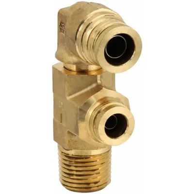 PARKER Push-Fit Elbow Fitting: 1/2 in OD x 3/8 in OD Fitting Size - Brass Air Brake Fittings