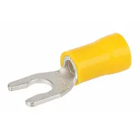 POLARIS Fork Terminal: Yellow, Vinyl, #10 Stud Size, 12 AWG – 10 AWG Wire Range, Locking Fork, 300 V (MPN S12-10V-L)