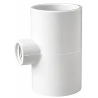 Tee Pipe Fitting: Schedule 40, PVC, 2 in x 2 in x 1/2 in Size, Socket x Socket x Threaded, White (MPN 402247)