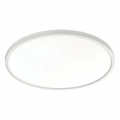 LED Flush Mount: 15 5/8 in Dia, White, 1 in Ht, 2,525 lm, 3000K/4000K/5000K - Round Flush-Mount Lights with Metal Band