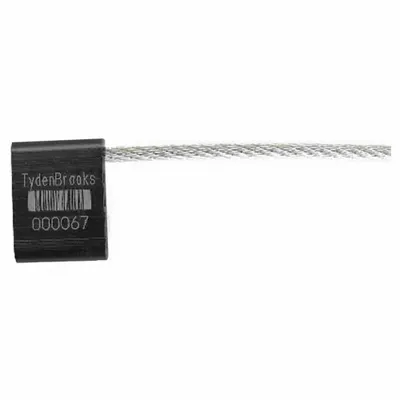 TYDENBROOKS Security Seal: Black, Steel, 16 in Cable Lg, 13/64 in Cable Dia, Sequential - Adjustable-Length Cable Seals