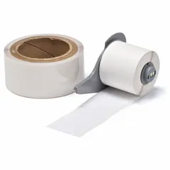 Continuous floor marking tape for creating durable aisle markings, hazard zones, and safety boundaries in industrial facilities. Made of white gloss polyester with rubber adhesive for strong adhesion to concrete and tile floors. Compatible with M710 printer series; requires M7-R6000 ribbon.