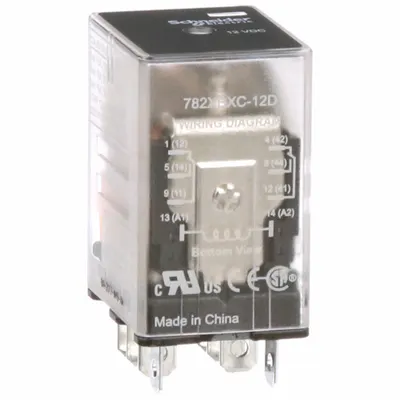 SCHNEIDER General Purpose Relay: Socket Mounted, 15 A Current Rating, 12V DC, DPDT - Socket-Mounted Relays