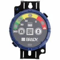 This 10-pack of inspection timers includes dark green, light green, red, and yellow units. Each timer tracks 365-day inspection intervals and features a yellow light that flashes every 10 seconds to provide a visual reminder for scheduled equipment checks in industrial facilities